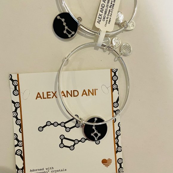 Alex and Ani Big and Little Dipper,shiny silvertone, black enamel, set of 2 - Picture 5 of 16